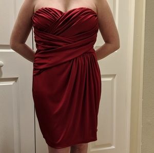 Red satin Express rouched cocktail dress